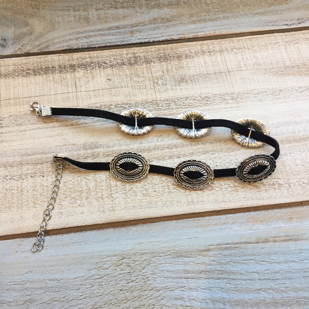 New Boho Western Silver and Black Choker - Picture 6 of 6
